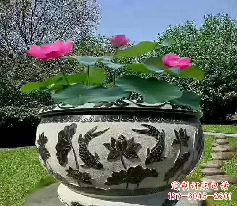 龙岩唯美鲤鱼水缸雕塑