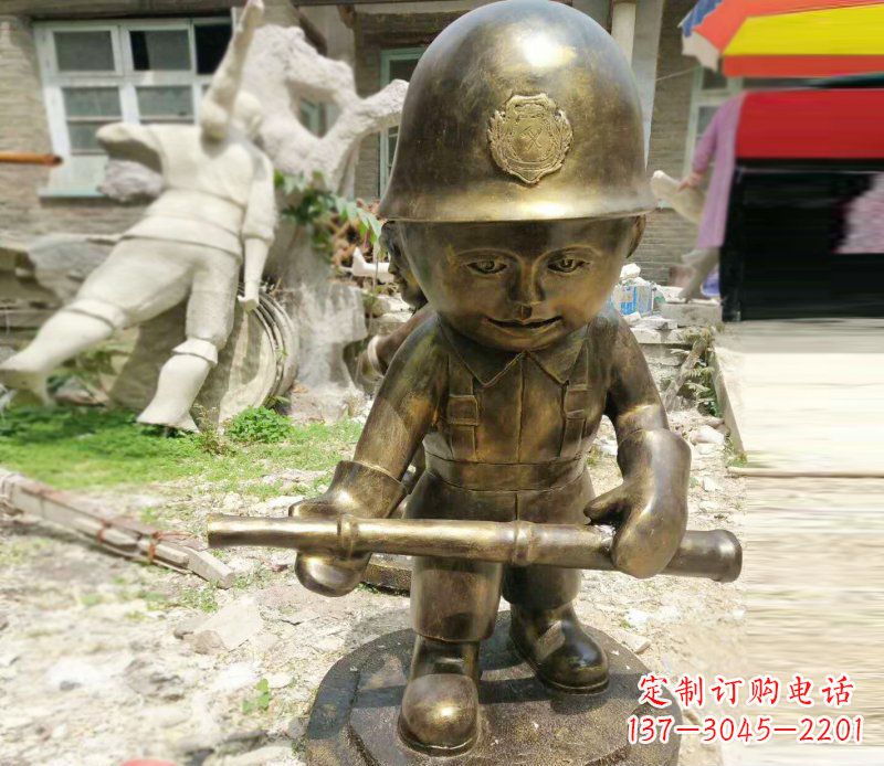 龙岩公园景观摆件小小交通警察铜雕
