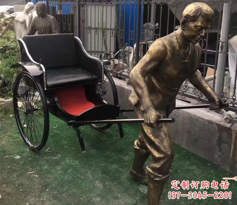 龙岩精美铜雕车夫人物雕塑