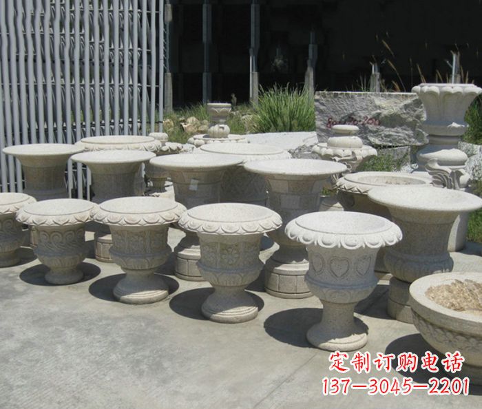 龙岩大理石花盆石雕艺术品