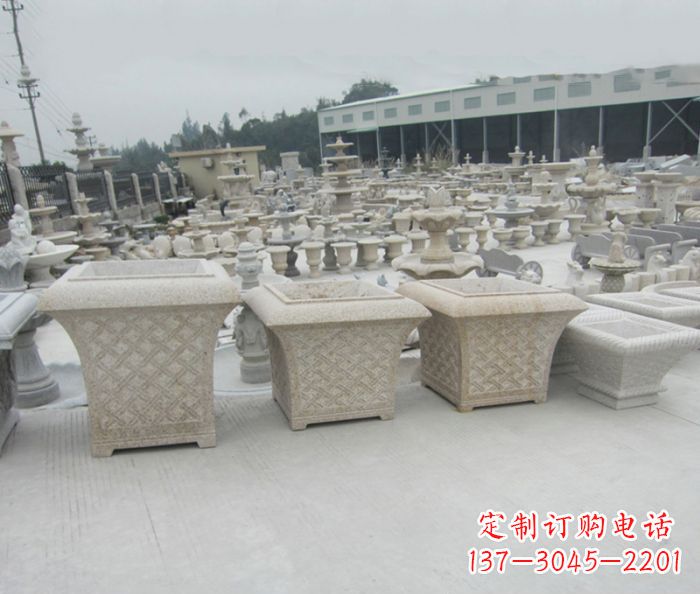 龙岩优雅花盆大理石雕塑