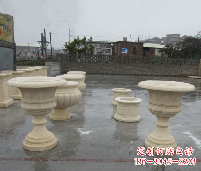 龙岩完美绽放——大理石花盆石雕