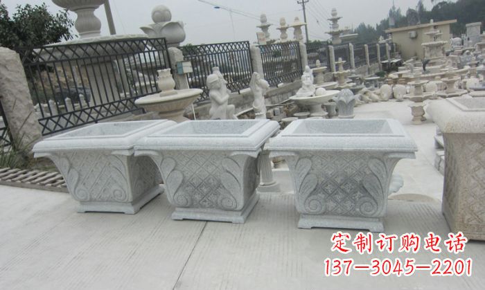 龙岩精美的大理石花盆雕塑