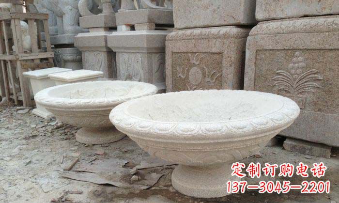 龙岩细腻雅致的大理石花盆石雕