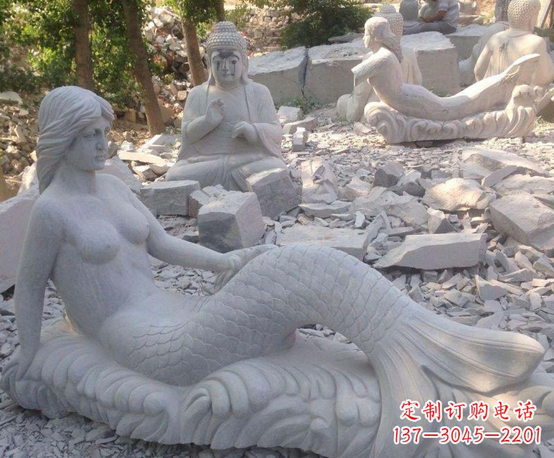 龙岩艺术精美美人鱼石雕