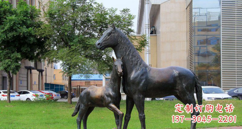 龙岩公园母子马动物铜雕