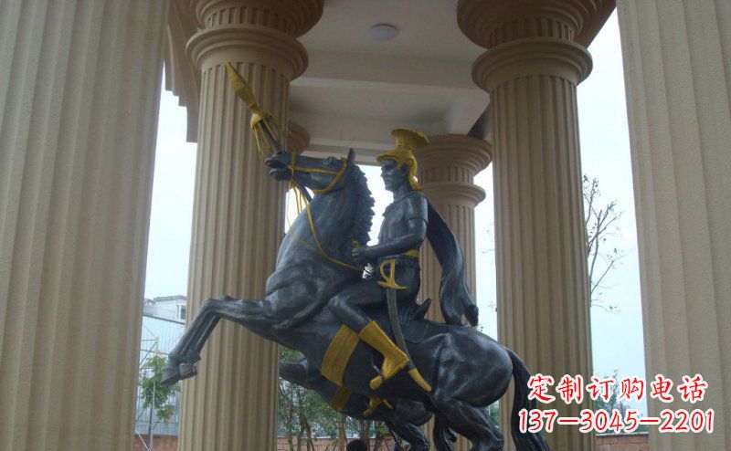 龙岩公园骑马的罗马士兵人物铜雕