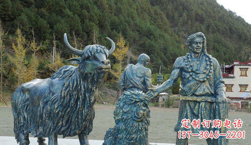 龙岩中领雕塑定制牦牛景观铜雕