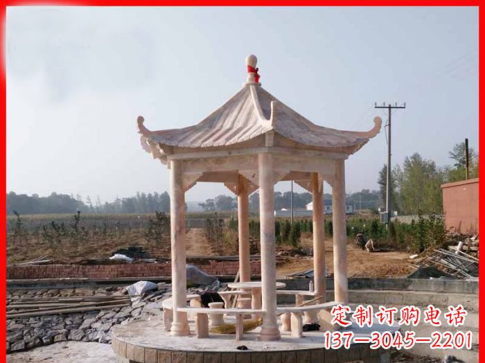 龙岩享受晚霞红,迎接舒适凉亭雕塑