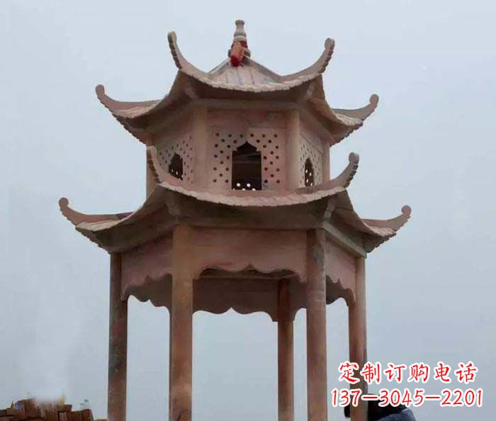 龙岩中领雕塑双层六角石雕凉亭