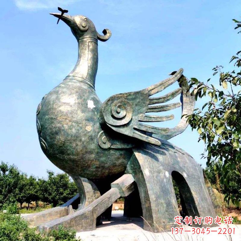 龙岩公园园林朱雀铜雕景观雕塑