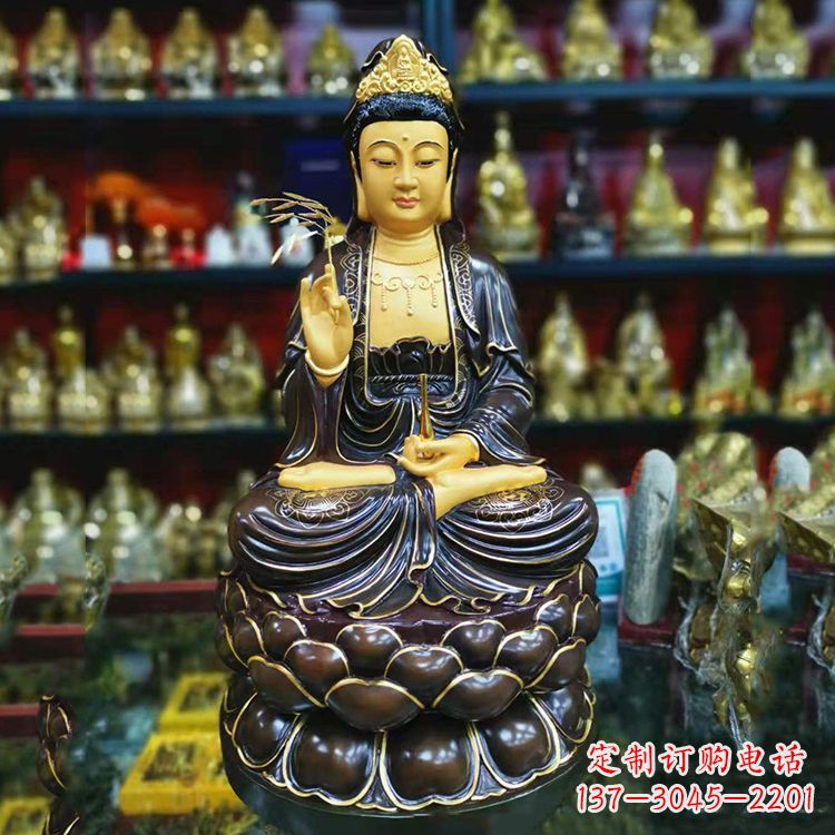 龙岩古铜描金观音佛像