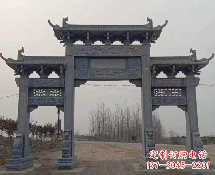 龙岩古石牌坊-手工精雕细琢牌坊雕塑