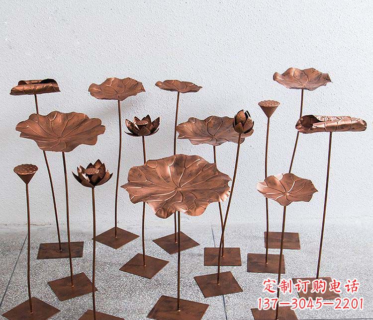 龙岩精美古铜色荷花不锈钢雕塑