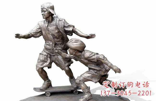 龙岩令人惊叹的广场滑板男孩铜雕塑