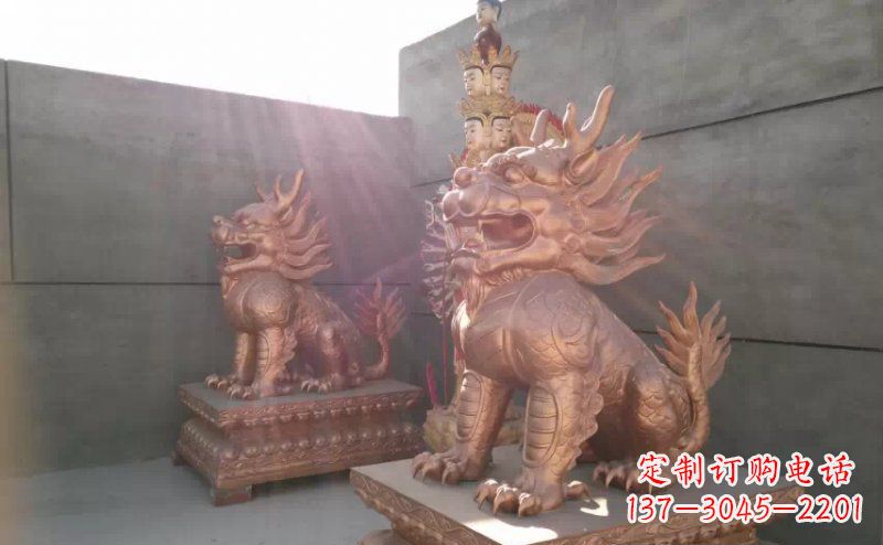 龙岩红铜麒麟古代神兽铜雕