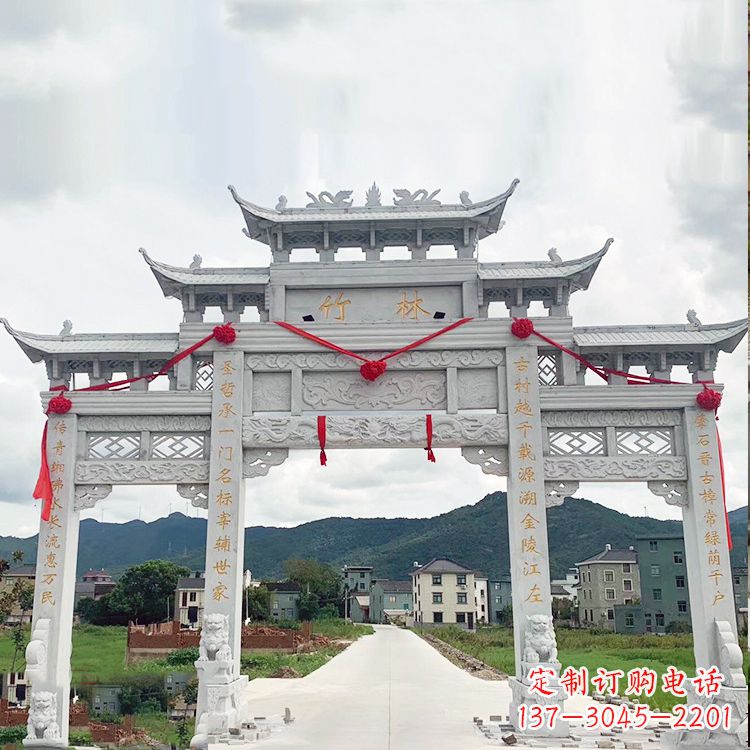 龙岩花岗岩三门石牌坊雕塑