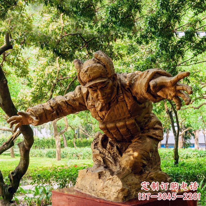 龙岩黄继光铜雕半身像-公园名人著名抗战英雄人物雕像