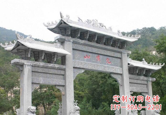 龙岩景区三门仿古牌坊石雕