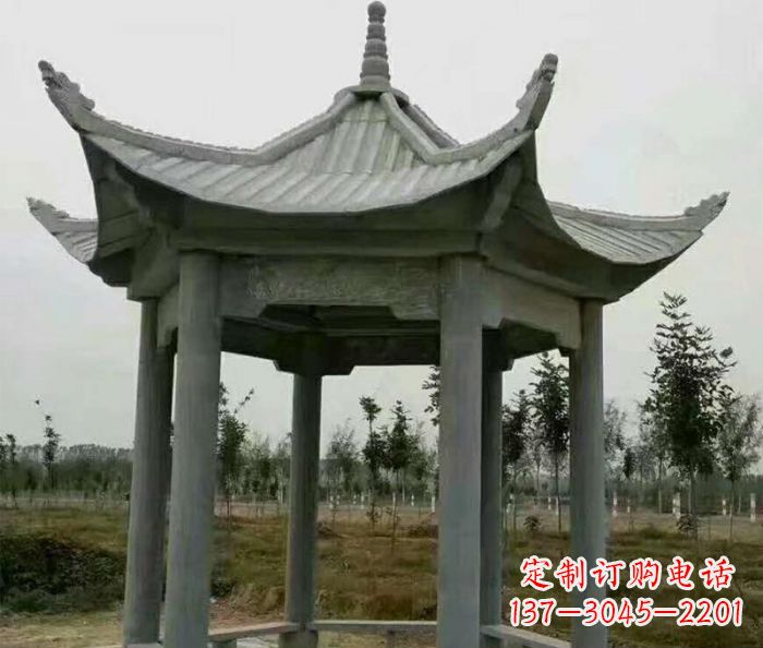 龙岩精美六角石凉亭雕塑