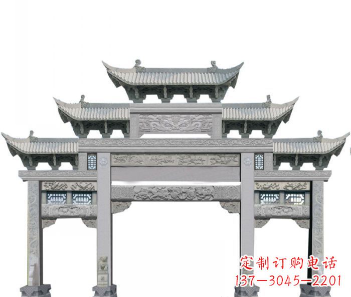 龙岩中领雕塑定制式牌坊石雕