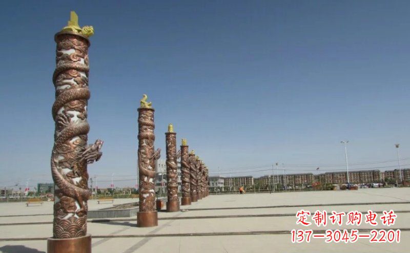 龙岩中领雕塑|专业定制盘龙柱广场柱子铜雕