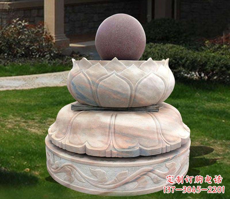 龙岩石雕小区风水球雕塑