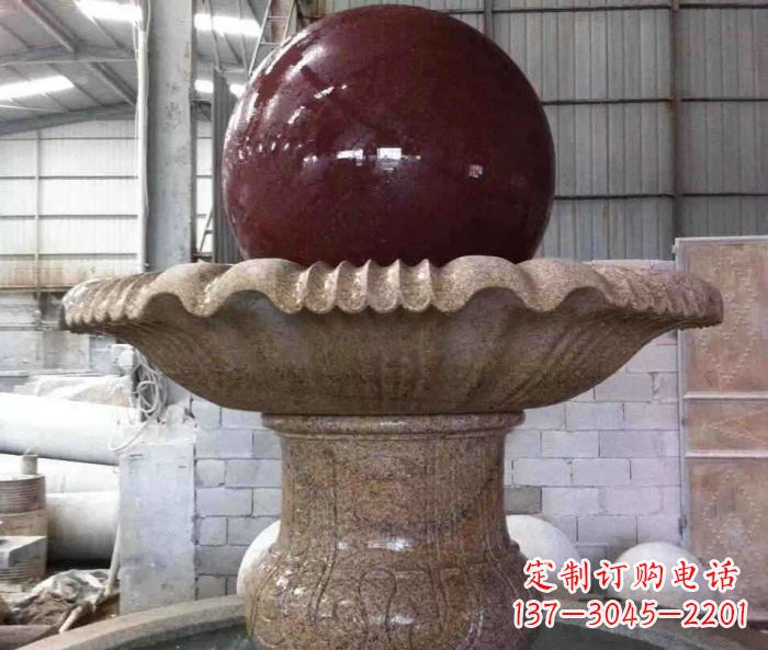 龙岩石来运转小型风水球喷泉石雕 (2)