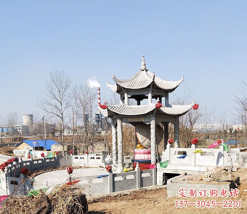 龙岩双层石凉亭石雕 (2)