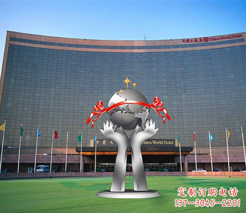 龙岩双手捧地球校园不锈钢雕塑