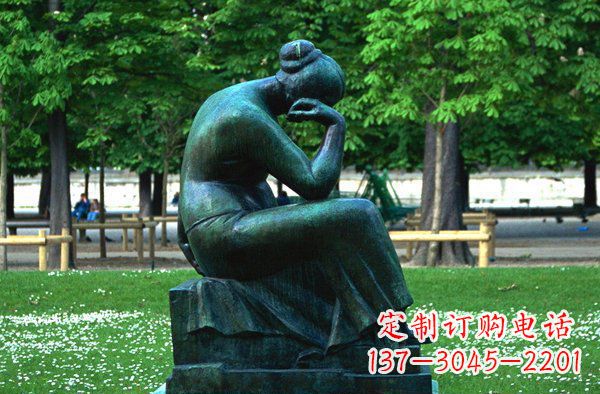 龙岩思考的女人青铜人物铜雕