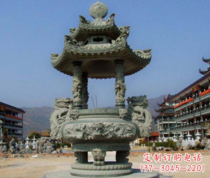 龙岩寺庙景观仿古石香炉