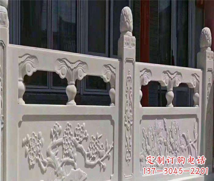 龙岩寺庙景观汉白玉石浮雕栏板 (2)