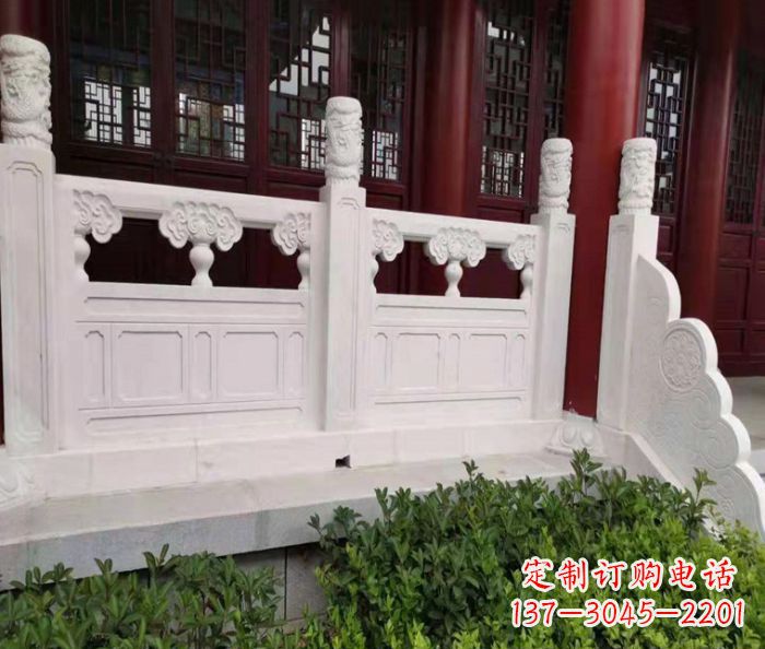 龙岩寺庙景观汉白玉石浮雕栏板 (3)