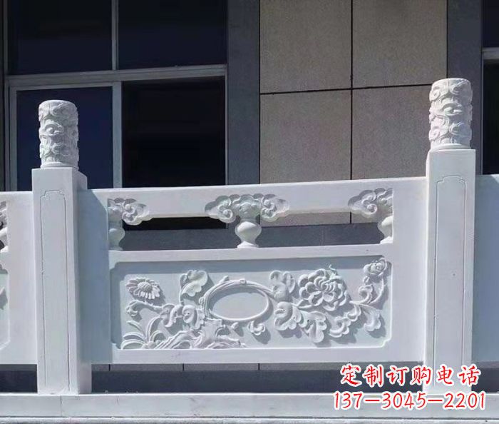 龙岩寺庙景观汉白玉石浮雕栏板 (4)