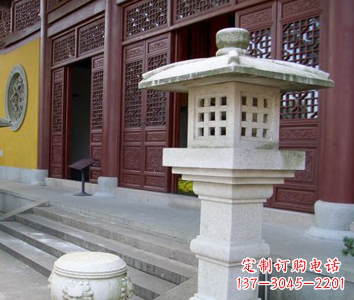 龙岩寺庙景观镂空石灯石雕