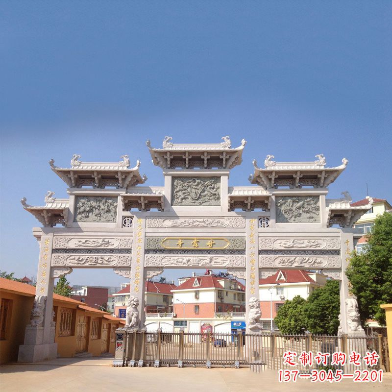 龙岩寺院大门石雕牌楼