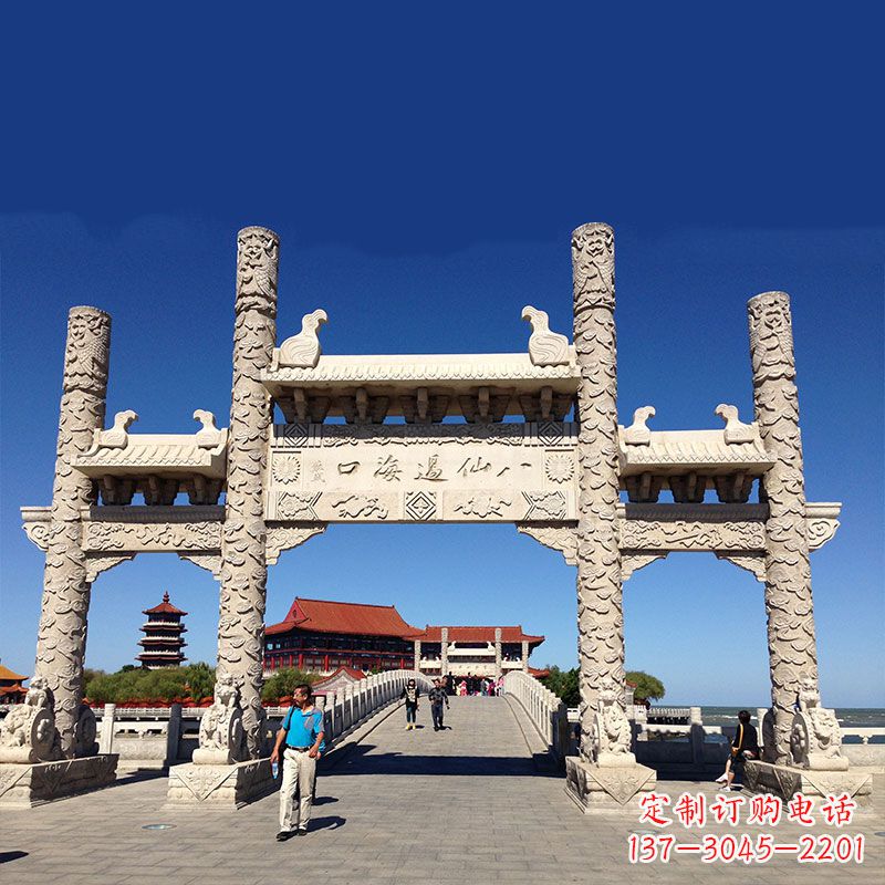 龙岩寺院大门无楼石牌坊