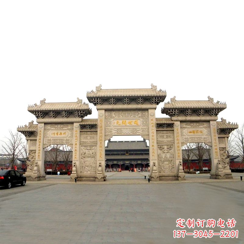 龙岩寺院景区石雕牌坊