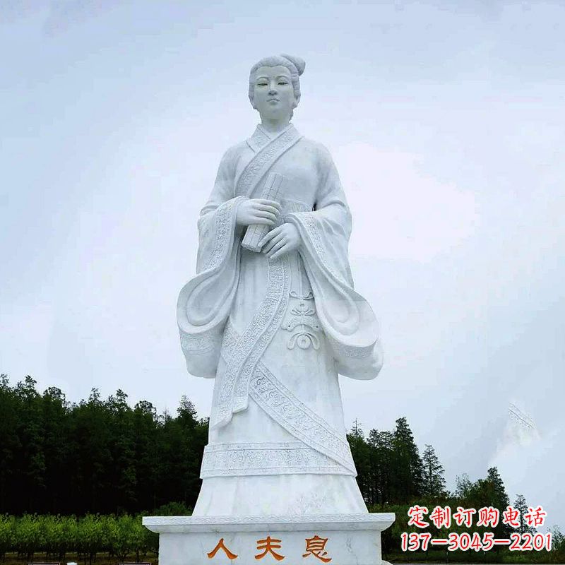 龙岩桃花夫人息妫汉白玉雕塑-景区园林历史名人古代著名美女雕像