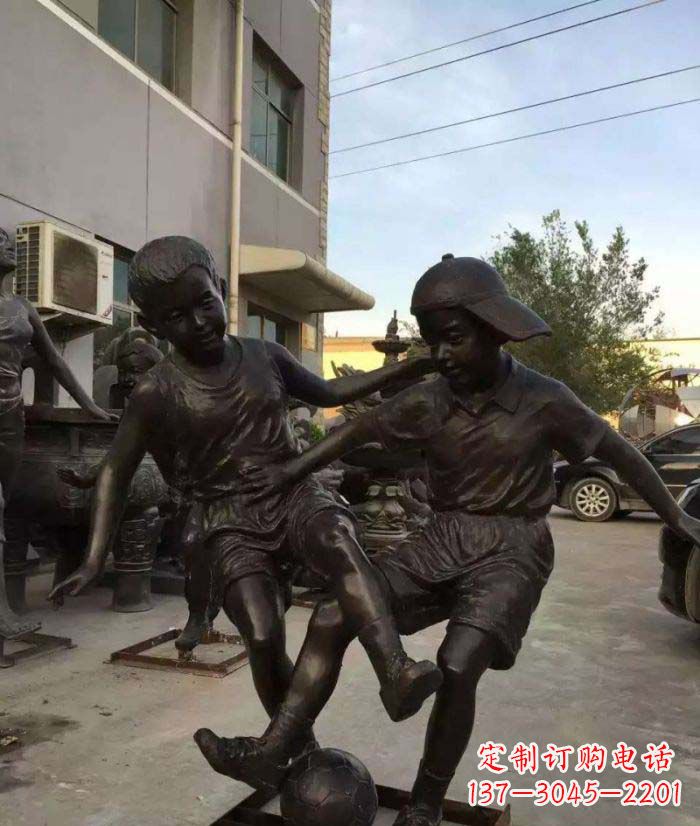 龙岩踢足球儿童铜雕 (2)