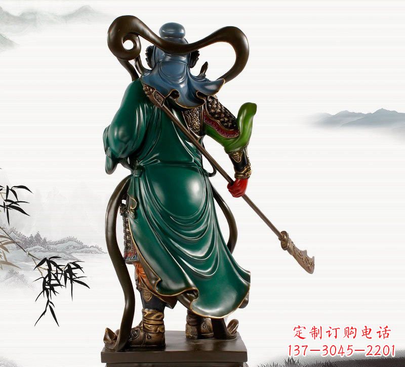 龙岩铜雕彩绘武财神关公
