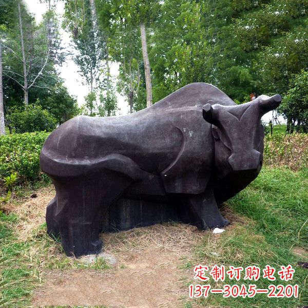 龙岩铜雕抽象牛-公园草坪水牛雕塑
