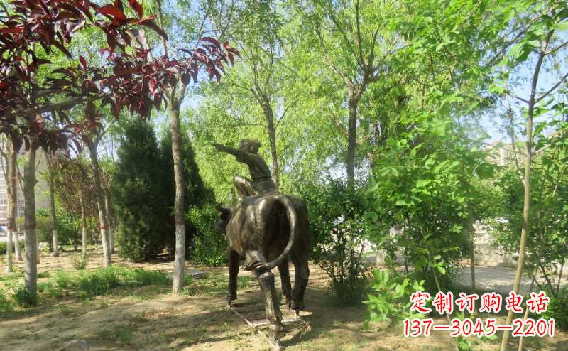 龙岩铜雕牧童骑牛雕塑