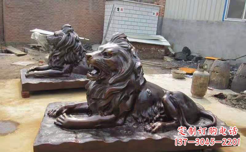 龙岩铜雕狮子户外摆件镇宅动物雕塑