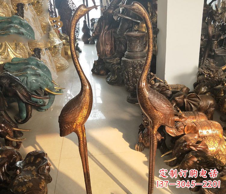 龙岩铜雕仙鹤踩龟雕塑摆件