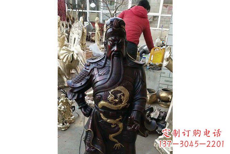 龙岩铜雕镇宅关公寺庙神像雕塑摆件 (4)