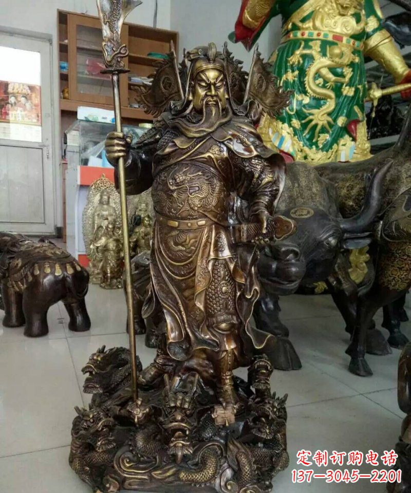 龙岩铜雕镇宅关公寺庙神像雕塑摆件
