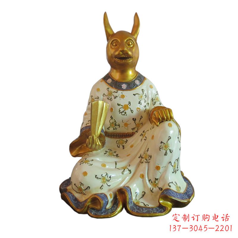 龙岩兔-玻璃钢彩绘生肖雕塑