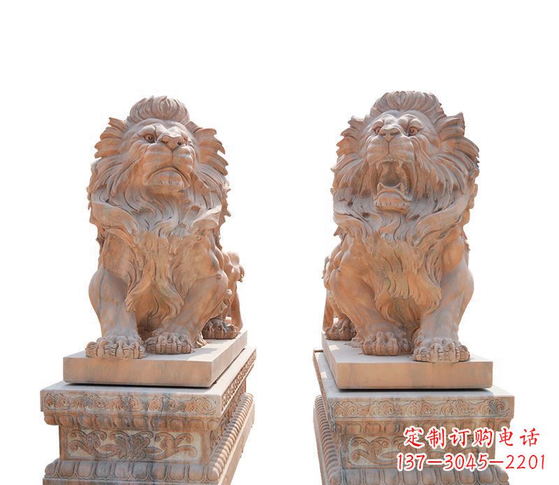 龙岩晚霞红欧式狮子雕塑